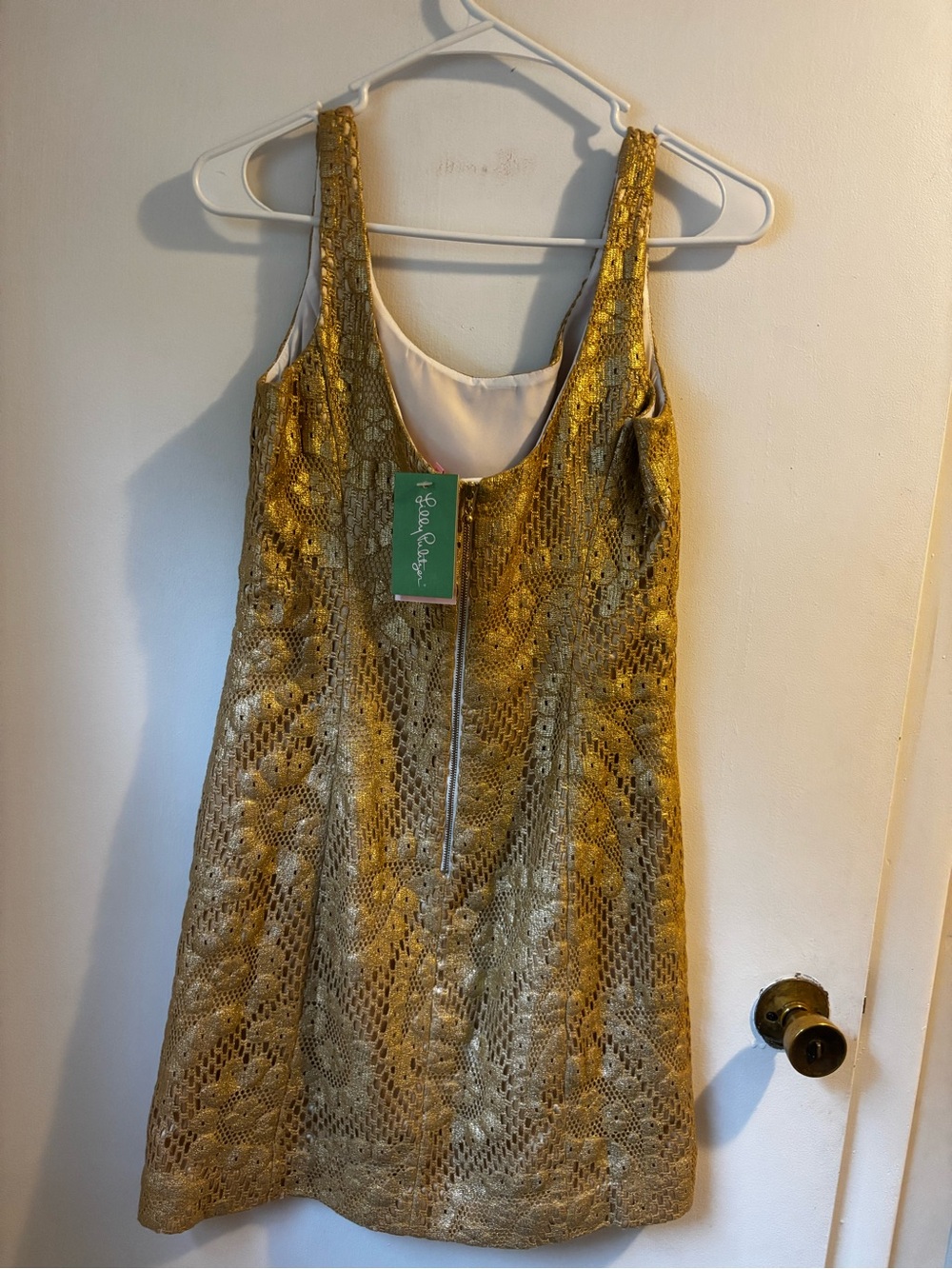 Lilly Pulitzer "Mila" Metallic Gold Lace Shift Dress - Picture 2 of 3